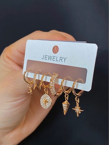 TW Steel Rose gold 6lı küpe | zirkon taşlı çelik