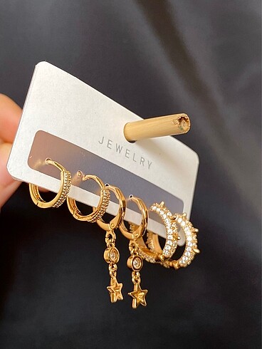 TW Steel Rose gold çift küpe | Zirkon taşlı çelik