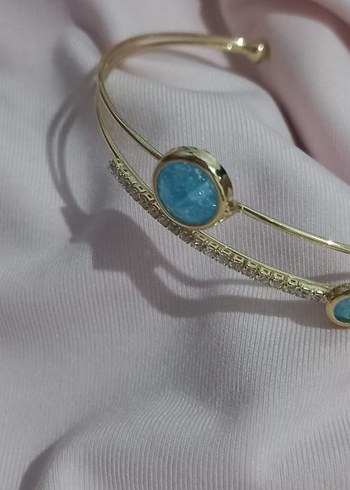  Beden mavi taşlı açık Gold renkli Çelik Kadın Bileklik