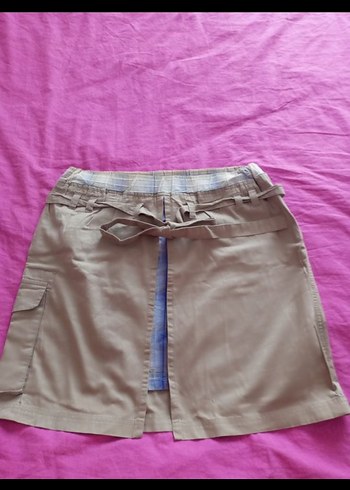 Bağcıklı Bej Midi Etek - Görsel 3