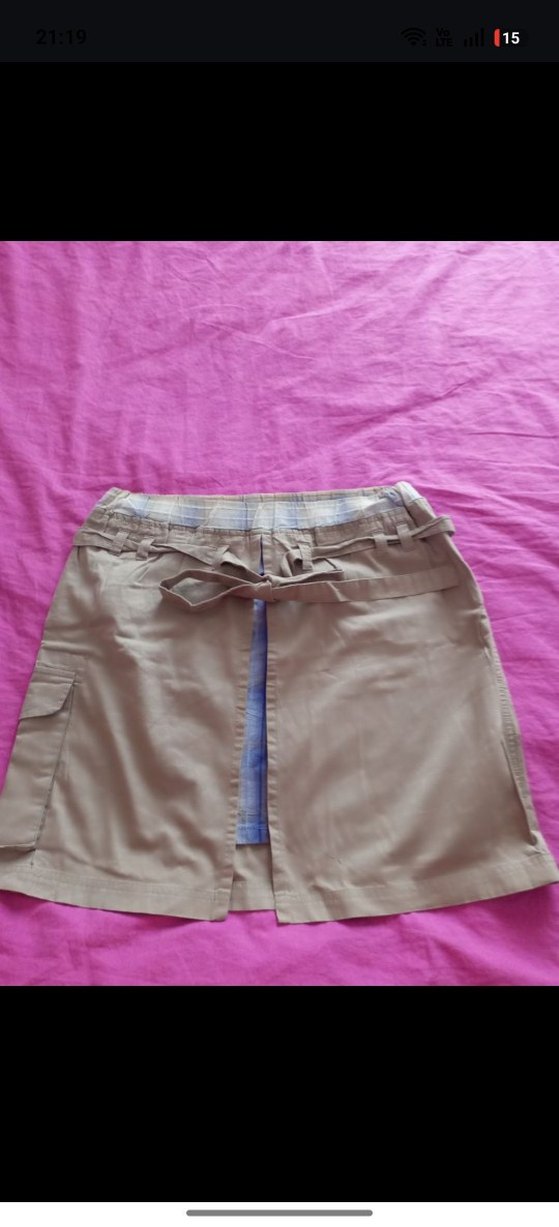 Bağcıklı Bej Midi Etek - Görsel 3