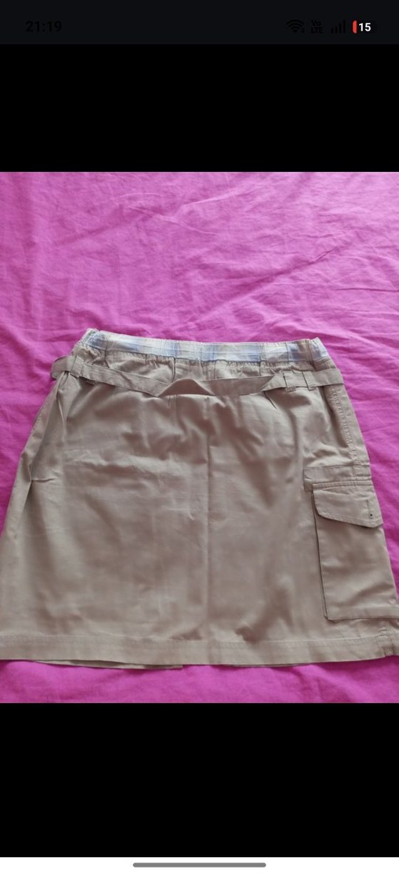 Bağcıklı Bej Midi Etek - Görsel 4