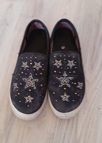 Kızlar için Payetli Nakışlı Kahverengi Loafer - Görsel 7