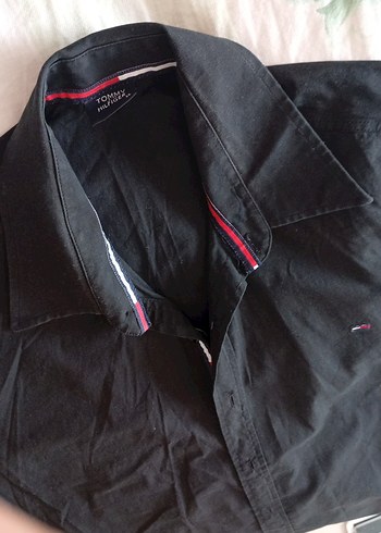 Tommy Hilfiger Erkek Siyah Keten Kısa Kollu Gömlek