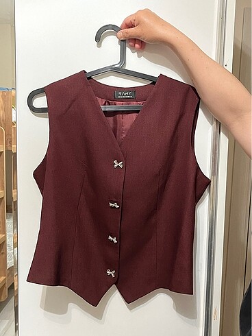 coquette tarzı bordo yelek