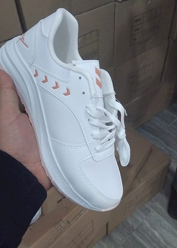 Beyaz Bağcıklı Stiletto  Kadın Spor Ayakkabı 36-37-38-39-40 - Görsel 3