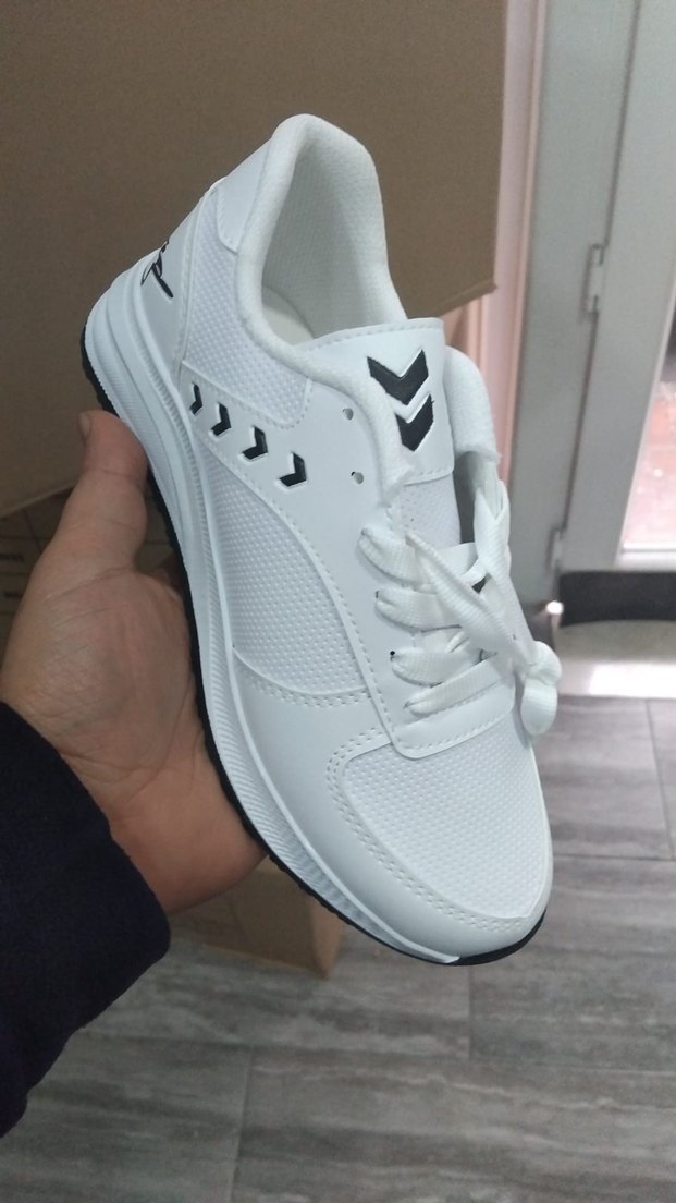 Beyaz Bağcıklı Stiletto  Kadın Spor Ayakkabı 36-37-38-39-40 - Görsel 4