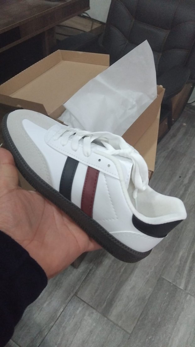 Beyaz Siyah Çizgili Kadın Spor Ayakkabı  36-37-38-39-40 - Görsel 3