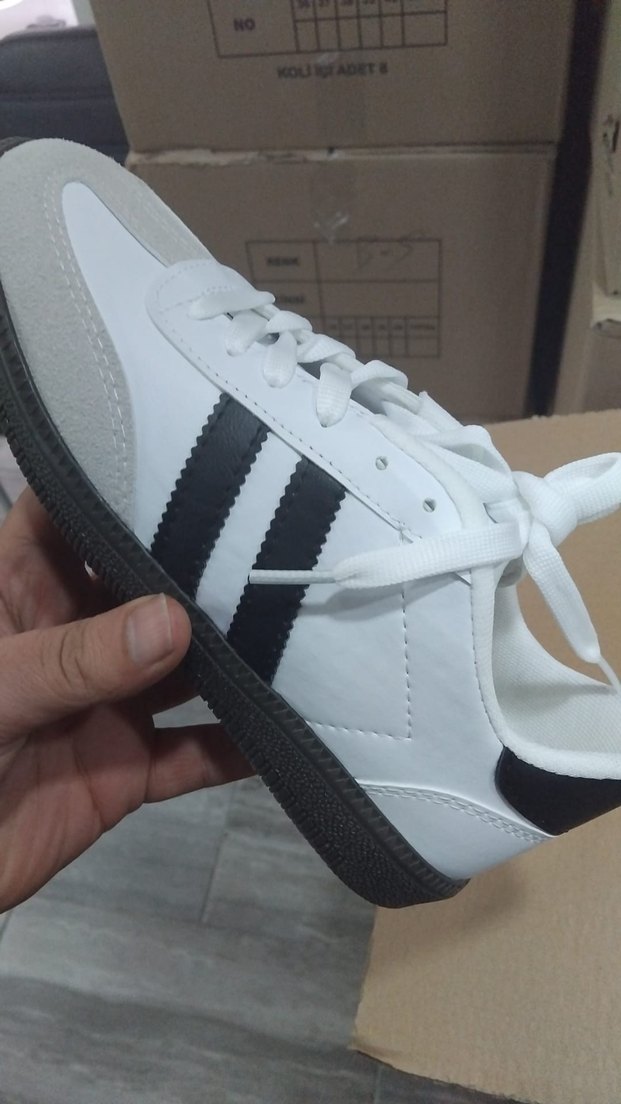 Kadın Beyaz Spor Ayakkabı, Şerit Detaylı - Görsel 3