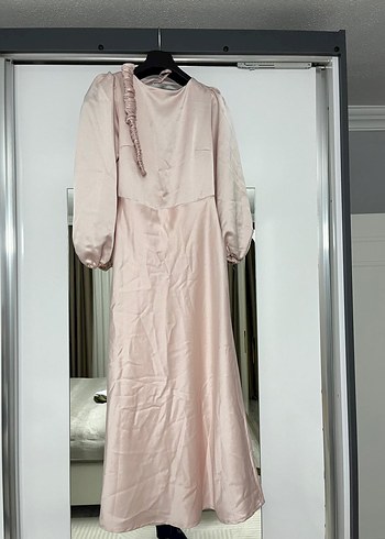 Uzun Kollu Pembe Salaş Elbise - Görsel 5