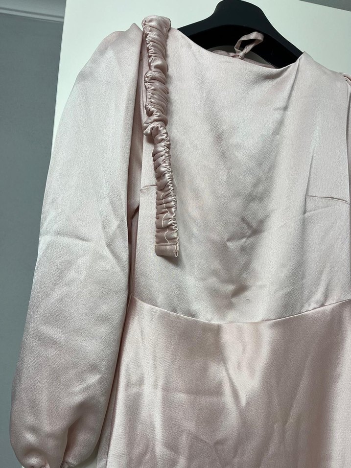 Uzun Kollu Pembe Salaş Elbise - Görsel 2