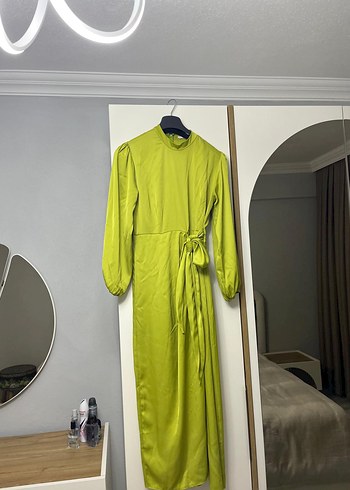 Yeşil Uzun Drapeli Kadın Elbise - Görsel 3