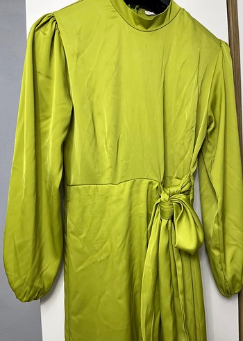 Yeşil Uzun Drapeli Kadın Elbise - Görsel 2