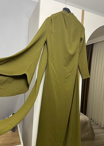 Kadın Haki Uzun Drapeli Elbise - Görsel 2