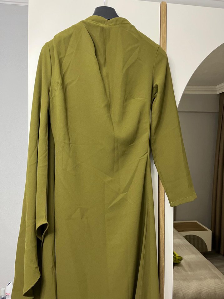 Kadın Haki Uzun Drapeli Elbise - Görsel 3