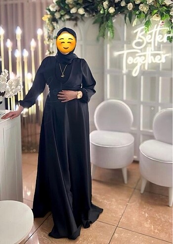 40 siyah Saten uzun elbise
