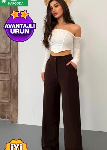 Kahverengi Midi Kadın Kumaş Pantolon