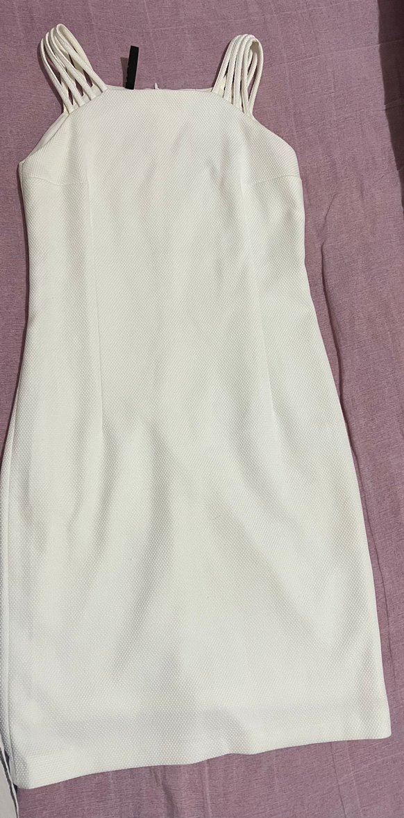 Chima kolsuz beyaz kalem elbise - Görsel 3