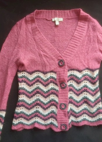 Collezione Pembe Örgü V Yaka Bohem Hırka