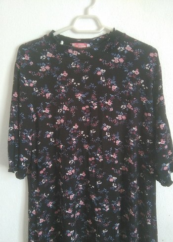 Siyah Çiçek Desenli Kadın Elbise - Görsel 8