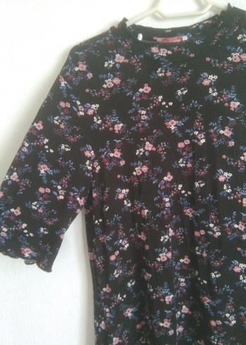 Siyah Çiçek Desenli Kadın Elbise - Görsel 6