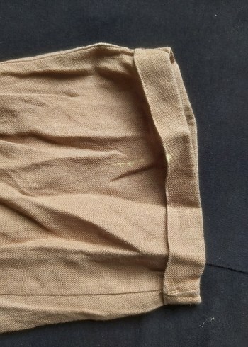 m Beden Taba rengi kadın Keten Pilili Midi Pantolon