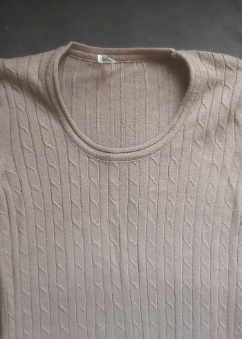 H&M Kahverengi Triko Uzun Kollu Kadın Kazak