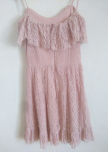 Dantel Detaylı Pembe Elbise - Görsel 6