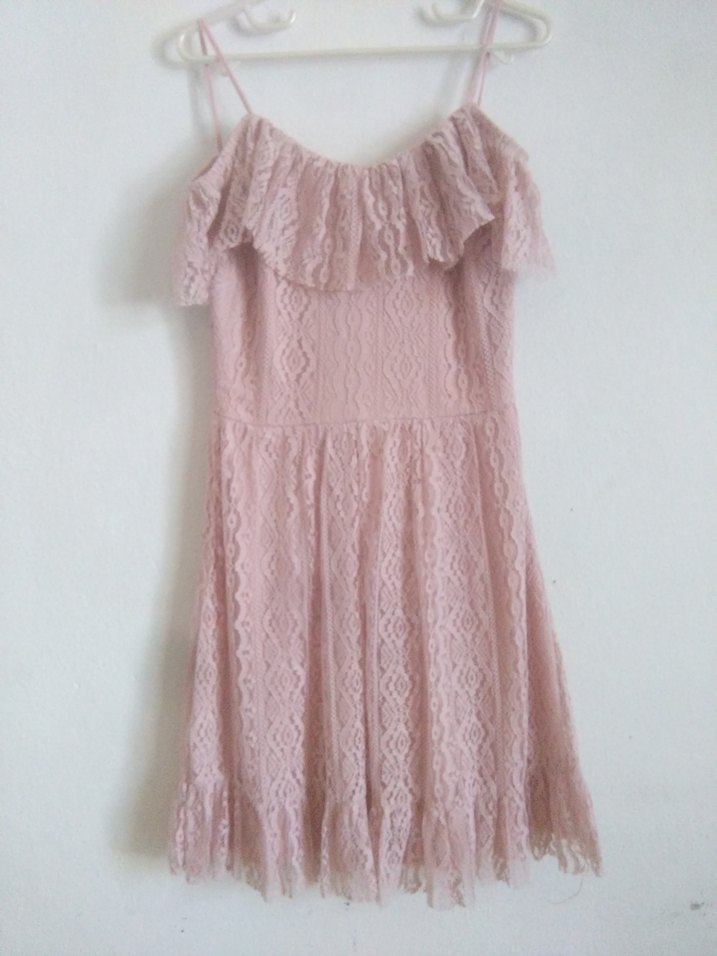 Dantel Detaylı Pembe Elbise - Görsel 2