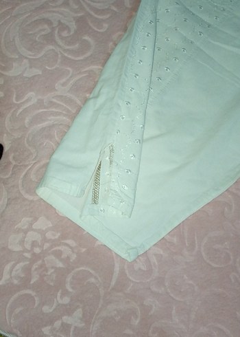 Dantel Detaylı Beyaz Kadın Pantolon - Görsel 4