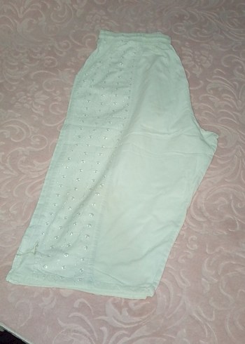 Dantel Detaylı Beyaz Kadın Pantolon - Görsel 2