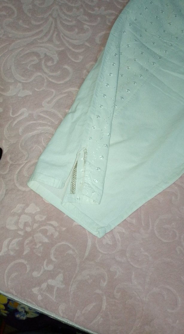 Dantel Detaylı Beyaz Kadın Pantolon - Görsel 4