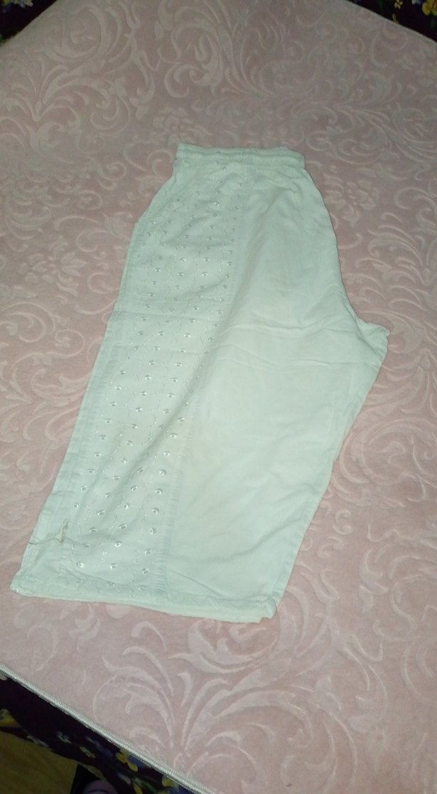 Dantel Detaylı Beyaz Kadın Pantolon - Görsel 2