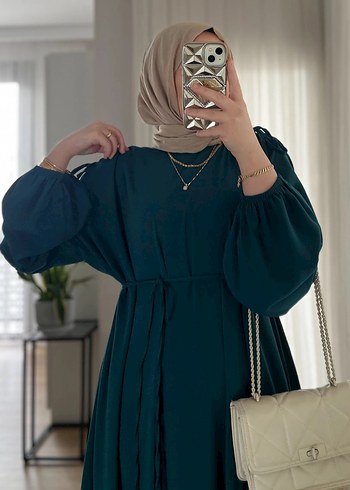 Koyu Haki Uzun Salaş Elbise - Görsel 2