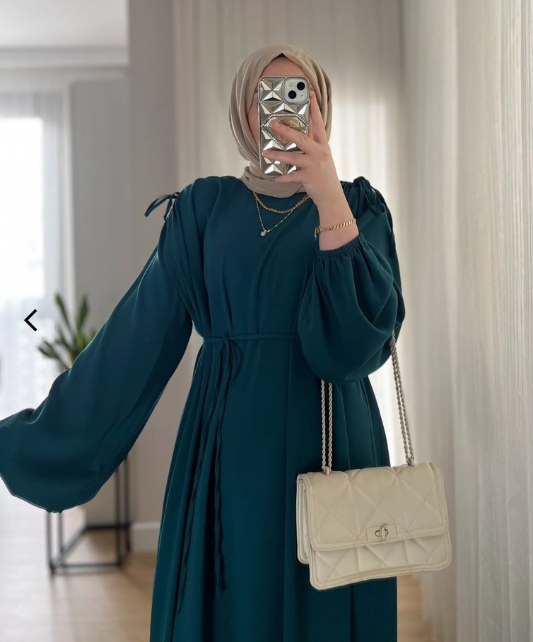 Koyu Haki Uzun Salaş Elbise - Görsel 3