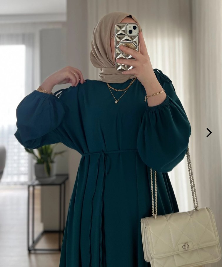 Koyu Haki Uzun Salaş Elbise - Görsel 2