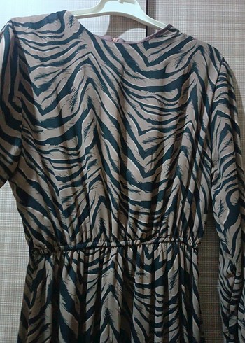 Bohem Zebra Desenli Uzun Kollu Elbise - Görsel 3