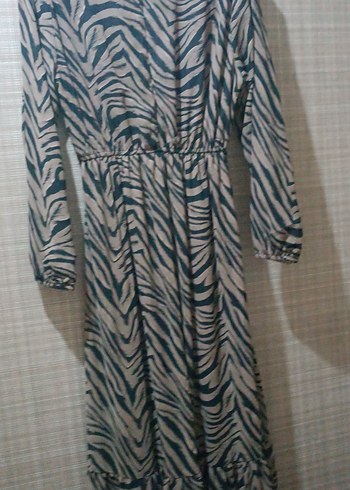 Bohem Zebra Desenli Uzun Kollu Elbise - Görsel 2