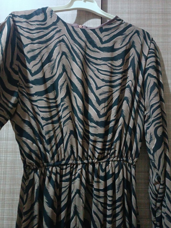 Bohem Zebra Desenli Uzun Kollu Elbise - Görsel 3