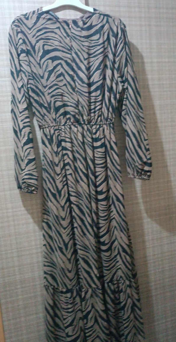 Bohem Zebra Desenli Uzun Kollu Elbise - Görsel 2