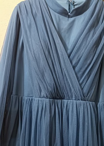 Mavi Uzun Piliseli Bohem Elbise - Görsel 2