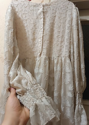 Nakış İşlemeli Uzun Keten Elbise - Görsel 2