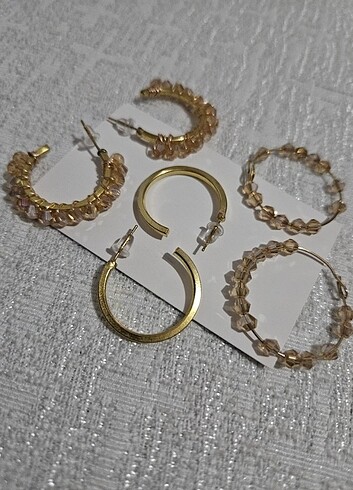 Beden Çelik Gold Küpe Seti