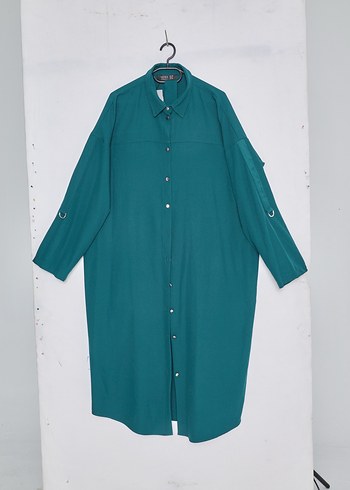 46 Beden Yesil oversize uzun kemerli gomlek