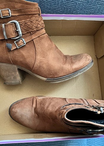 Kahverengi Süet Kadın Botları Tokalı - Görsel 5