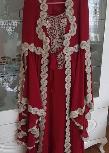Diğer Bordo Dantel İşlemeli Uzun Kadın Henna Elbisesi