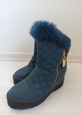 Mavi Kürklü Kadın Ayakkabı - Görsel 2