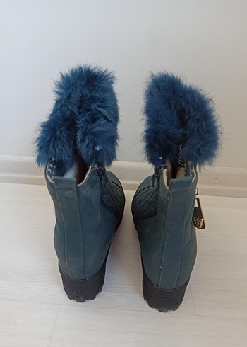 Mavi Kürklü Kadın Ayakkabı - Görsel 3