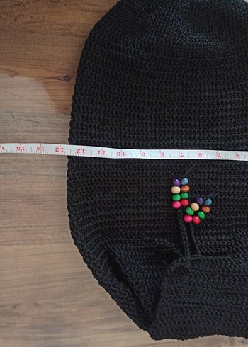 Boncuk Detaylı Siyah Örgü Sırt Çantası - Görsel 5