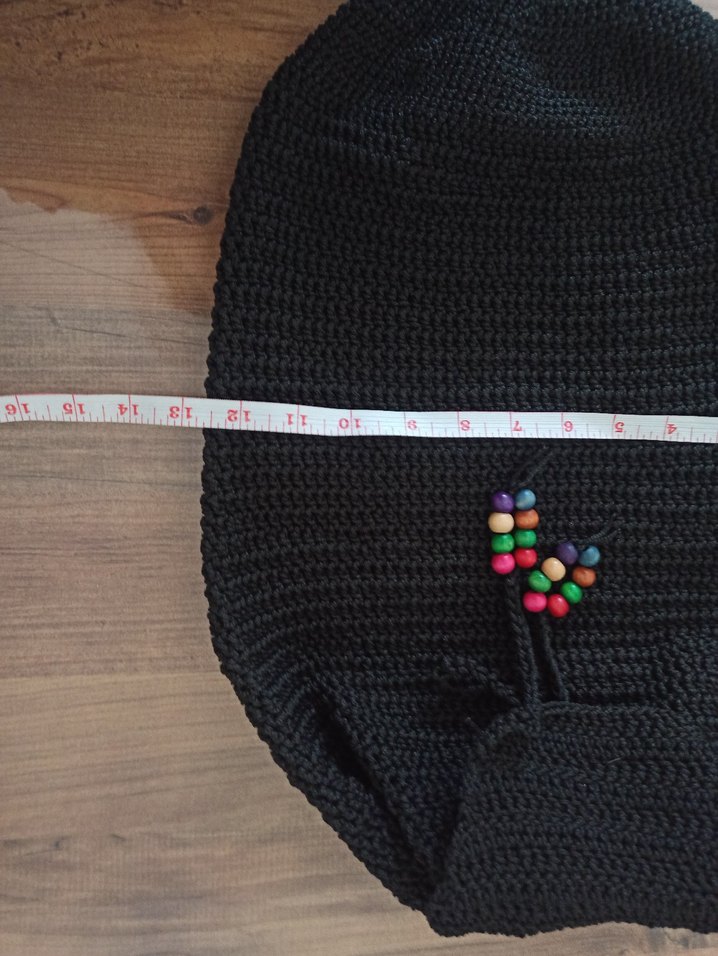 Boncuk Detaylı Siyah Örgü Sırt Çantası - Görsel 5